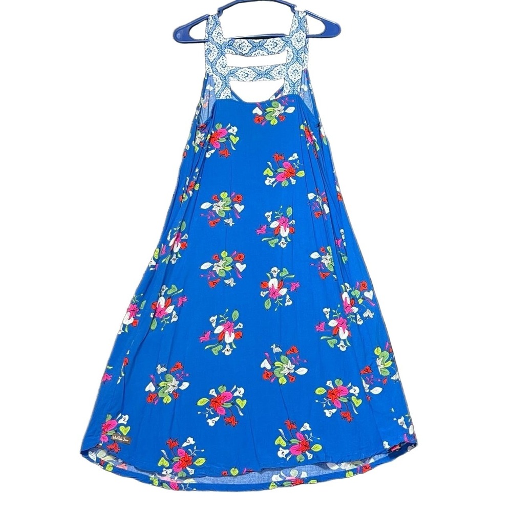 Matilda Jane Womens Size Medium Blue Floral Midi Dress Strappy Back Boho Summer - Picture 3 of 13